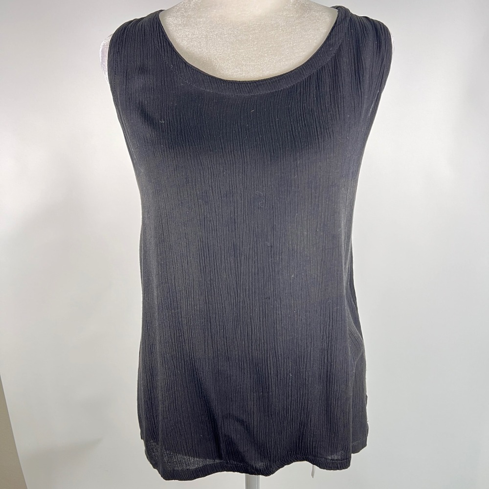 Samson Caribbean Beach Wear Black Tank Top Sleeveless Scoop Neck Size Small